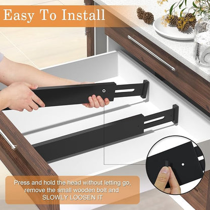 Bamboo Drawer Dividers, 17-22" Adjustable Kitchen Drawer Organizer - Image 6