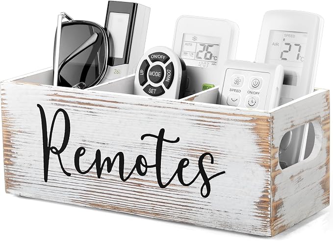 DRASTAR Remote Control Holder, 3 Slots Wood Remote Storage Caddy, Remote by EnhanceYourDailyLife