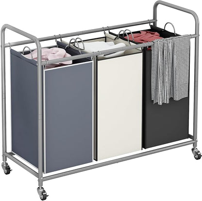 LINZINAR 3-Bag Laundry Basket Sorter Laundry Hamper Cart by LINZINAR