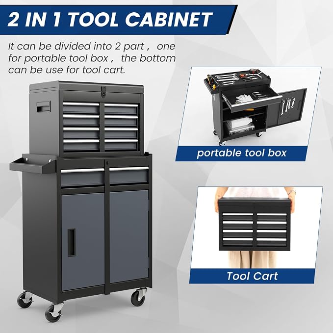 Goplus Rolling Tool Chest, 5-Drawer Tool Box Organizer w/Lockable Wheels & - Image 4