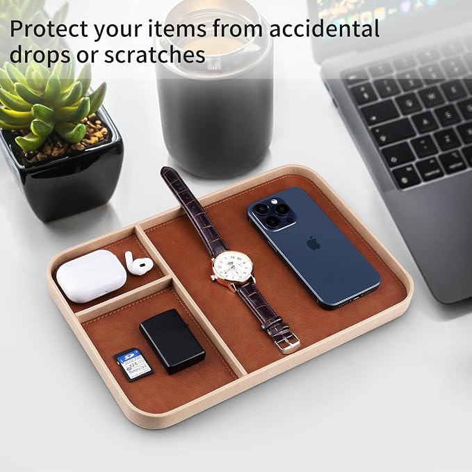 SENEN Leather Tray, Stylish and Organized Multifunctional Tray, - Image 3