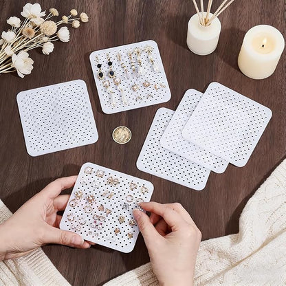10 Pcs Acrylic Earing Display Cards, 140 Holes White Acrylic Earring Organizer - Image 3