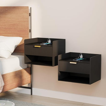 Arbuxzuy Floating Nightstand Set of 2, Wall Mounted Nightstand by Arbuxzuy