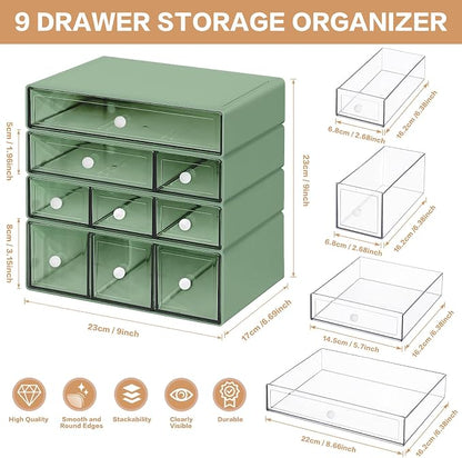 Desk Storage Organizer with 9 Drawers, 4 Tiers Stackable Desktop Craft Storage - Image 3