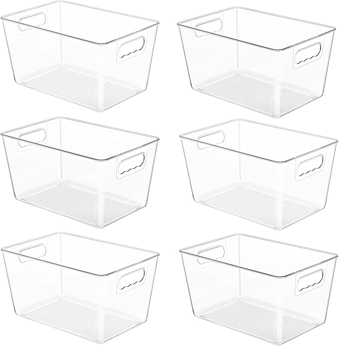 YIHONG 6 Pack Clear Pantry Organizer Bins, Plastic Containers by YIHONG