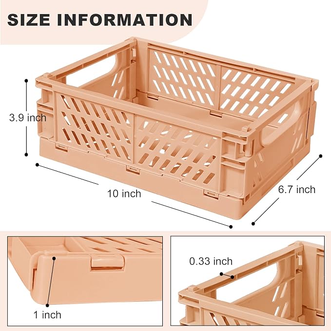 Pastel Plastic Storage Baskets 2 Pack, Collapsible Crates - Image 2