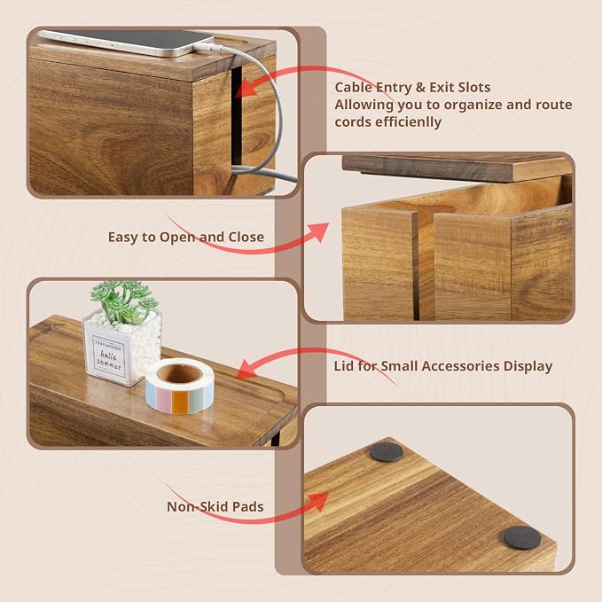 Acacia Wood Cable Management Box - Image 5