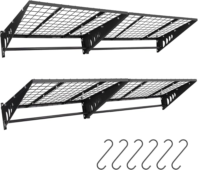 Garage Shelving 2x3ft 4-Pack, Garage Storage Rack 24"x36" Metal Shelves Black by ENJOYWOOD
