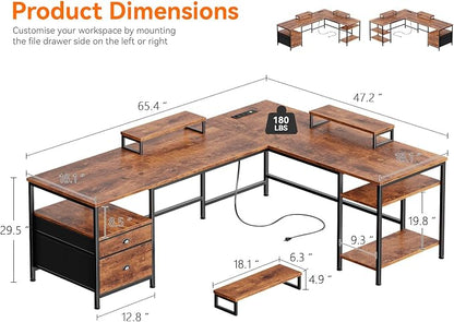 Furologee 66” L Shaped Desk - Image 3
