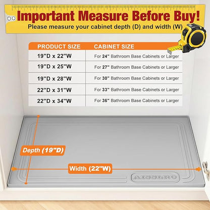 Aisslro Under Sink Mat 28" X 19", Waterproof Silicone Under Sink Mats - Image 2