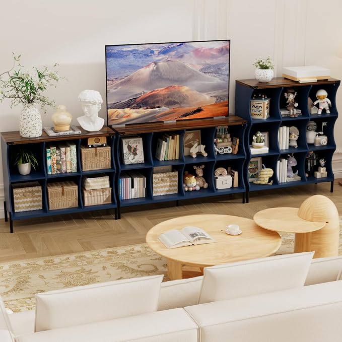 9 Cube Storage Shelf Organizer, Low Book Shelf Bookcase Entryway Table - Image 7