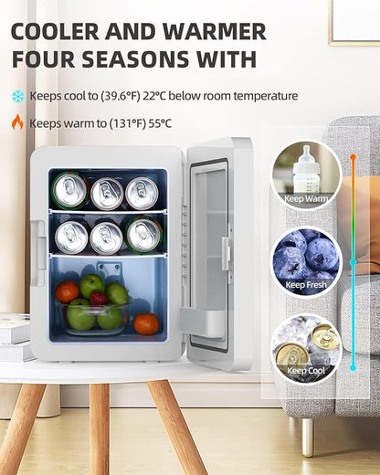 12L Skincare Fridge with Mirror & LED Lighting, 3-Mode Dimmable, Cooler & Warmer - Image 4