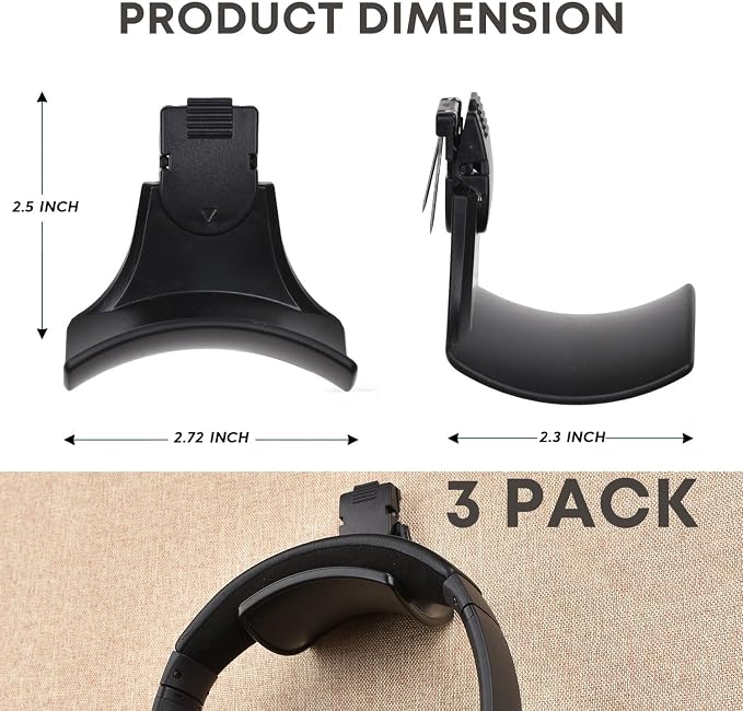 Fabric Wall Headphone Stand for Office, Cubicle Headphone Holder for Work Decor - Image 3