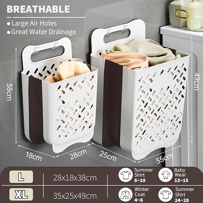 Plastic Collapsible Hanging Laundry Baskets - Image 4