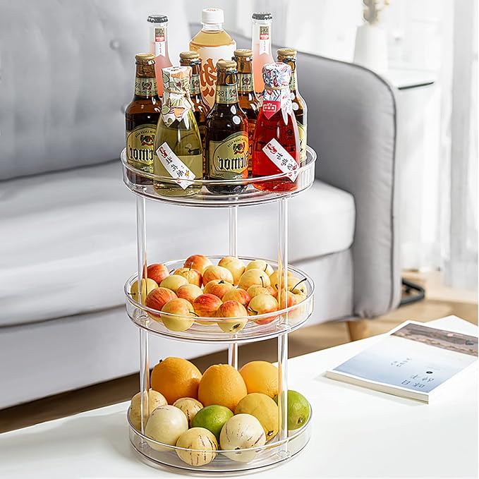URALFA 3 Tier Bathroom Lazy Susan Organizer, 9 Inch Clear Rotating Makeup - Image 5
