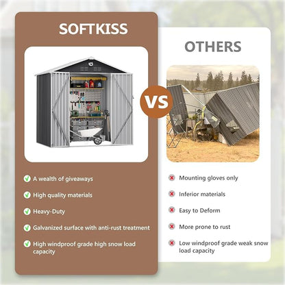 8X6 FT Outdoor Storage Shed, Metal Garden Shed, Storage Tool Sheds - Image 4
