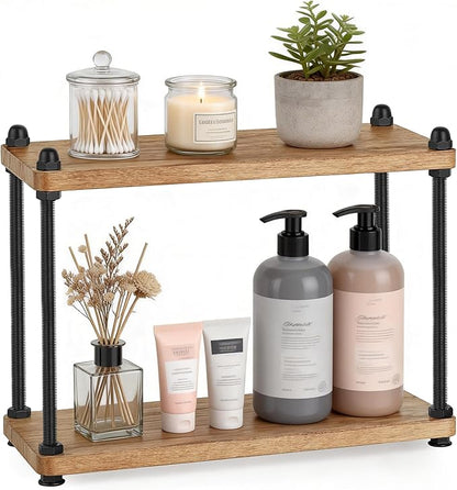 Mkono Bathroom Counter Organizer, 2 Tier Wooden Shelf by Mkono