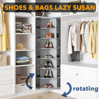 SpaceAid 7 Tier Rotating Shoe Rack Tower, Spinning Shoe Display Lazy Susan - Image 4