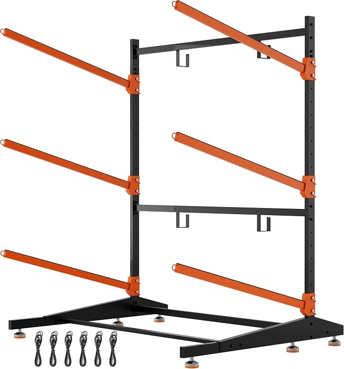 Kayak Storage Rack, Adjustable Outdoor Canoe Rack, Reinforced, and Enhanced by Unknown