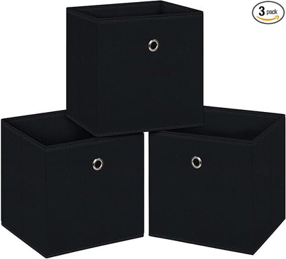 Black Foldable Storage Cubes Bins, 11 Inch Cloth Storage Cube Fabric Storage by NieEnjoy