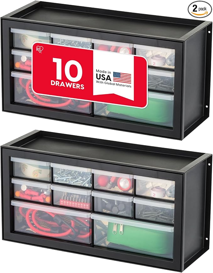 IRIS USA Plastic Storage Drawer Organizer, 10 Drawer Cabinet, 2 Pack, classroom by IRISUSA
