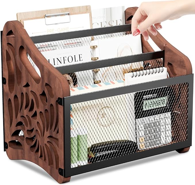 Wood Magazine Holder, 3-Compartment Magazine Rack Floor | Magazines File Holder by QILICHZ