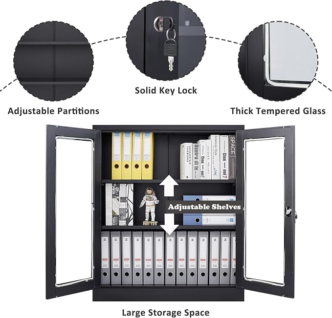 SISESOL Black Metal Storage Cabinet - Image 7