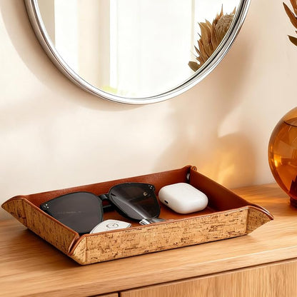 EZDeco PU Leather Valet Tray Premium Nightstand Organizer Caddy Holder - Image 4