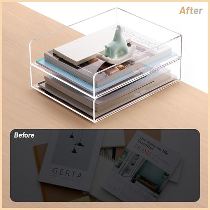 SANRUI Paper Organizer for Desk, Acrylic Stackable Letter Tray, Paper Sorter - Image 7