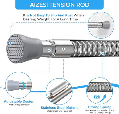 AIZESI Small Tension Curtain Rod 16-26 Inch Adjustable No Drilling, No Slip - Image 3