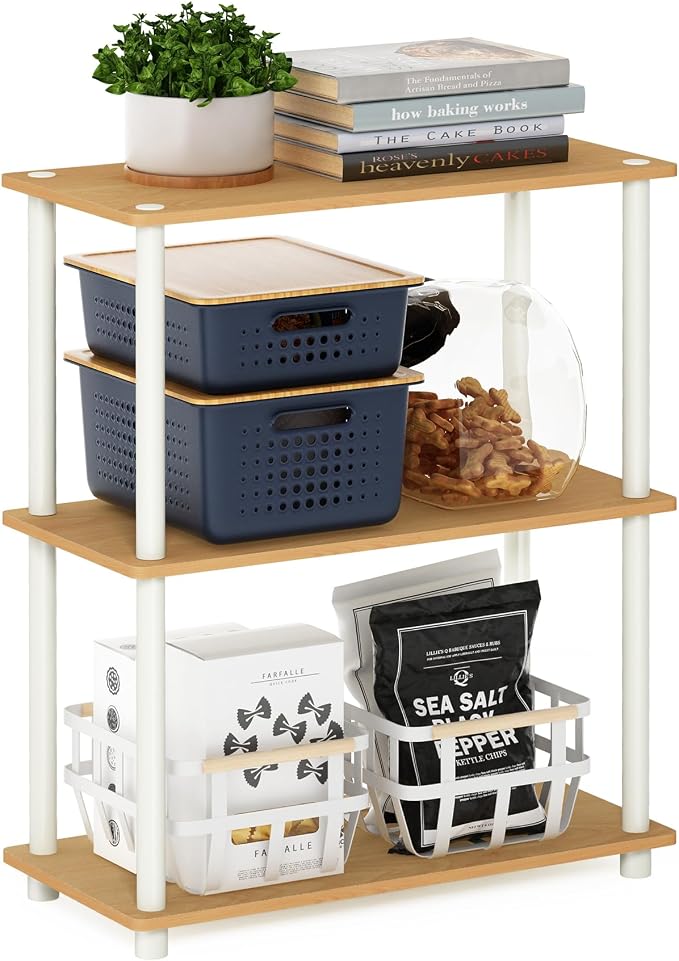 Furinno TURN-N-TUBE Storage Shelves, 3-Tier Book Shelf, Corner Shelf, Toolless by Furinno-FitsYourSpaceFitsYourBudget