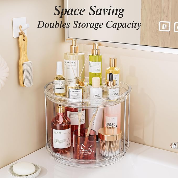 LAMU 2 Pack 2 Tier Lazy Susan Turntable Organizer 10.6'' Rotating Spice Rack - Image 6