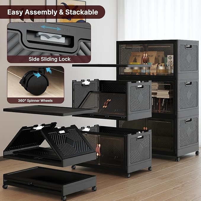 UAMFURI Stackable Storage Bins, 525QT Collapsible Drawers - Image 5