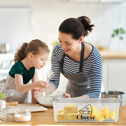 Cheese Container Airtight with Draining Basket Cream Block Cheese Sliced - Image 5