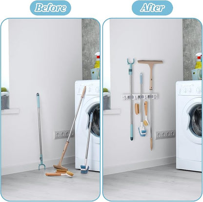 White Broom Holder Wall Mount - Image 4