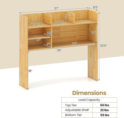 Tangkula Desktop Bookshelf for Computer Up to 32”, 37” Countertop Storage Hutch - Image 2