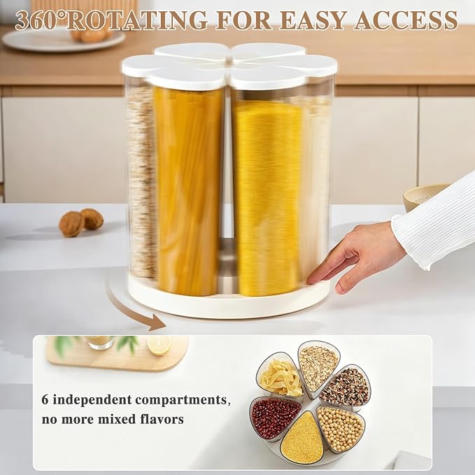 6 Grids 360° Rotating Cereal Dispenser Countertop - Image 3
