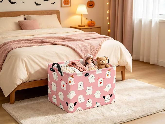 Halloween Basket Cute Baskets for Kids Pumpkin Basket Rectangular Storage Bin - Image 3