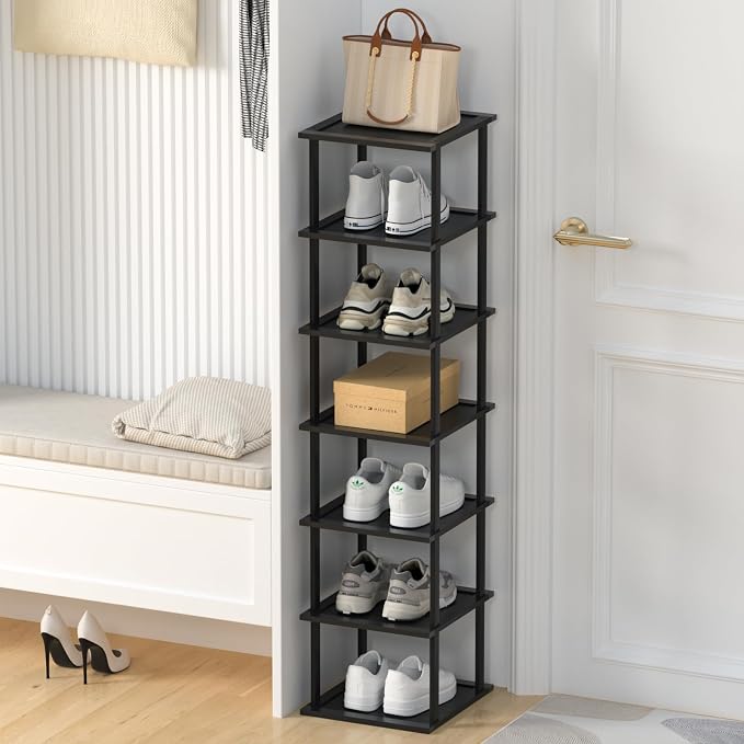 Bamboo Free Standing Shoe Rack Shelf Multi Tier Tall Wooden Stackable Shoes by MHXWSXPN
