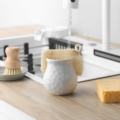 White Kitchen Sponge Holder, Ceramic Dish Sponge Holder Scrubby Daddy Farmhouse - Image 3
