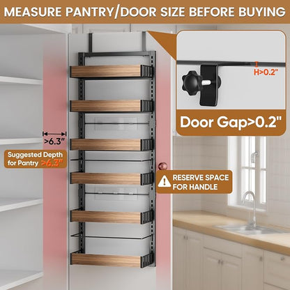 POKIPO 6 Tier Over The Door Pantry Organizer, 2-in-1 Door Hanging or Wall - Image 2