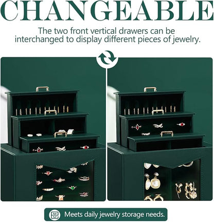 Homde Jewelry Organizer with Transparent Window Necklace Hooks Gift - Image 3