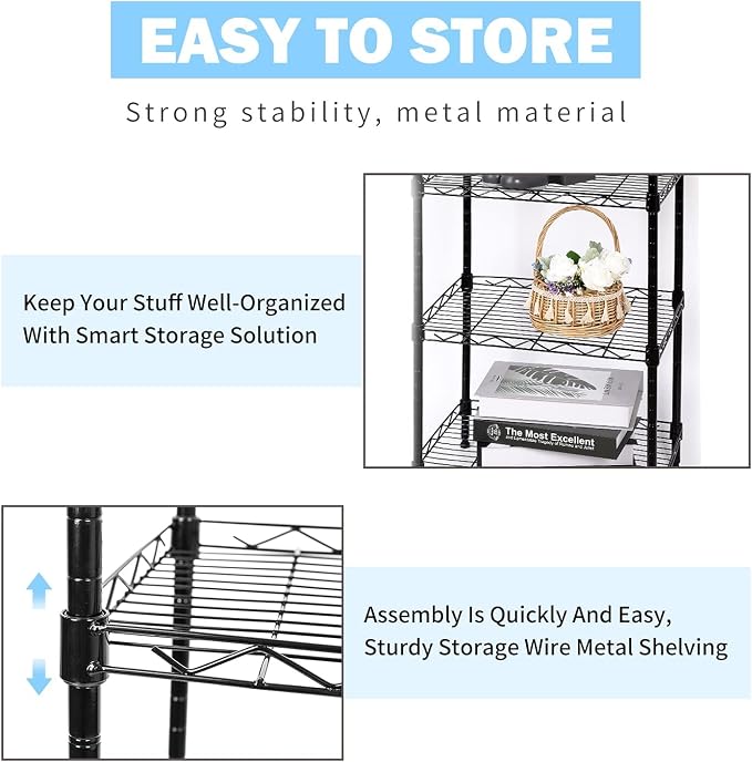 SUNLPH 6-Tier Wire Shelving Adjustable Shelves Unit Metal Storage Rack - Image 5