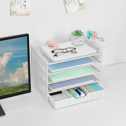 LEKETREE Desk Organizer and Accessories, 5-Tier Paper Letter Tray Organizer - Image 4
