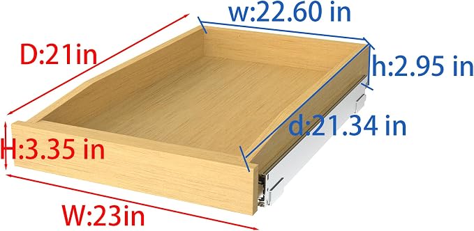 Wooden Pull out Cabinet Organizer 23" W x 21" D x 3.35" H, Heavy Duty Slide Out - Image 2