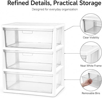 3 Drawer Plastic Storage Tower Wide Organizer - Image 4