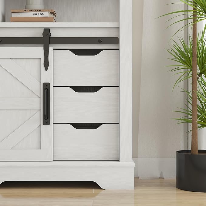Panana Farmhouse Bathroom Floor Cabinet, Sliding Barn 3 Drawers & 1 Door - Image 7