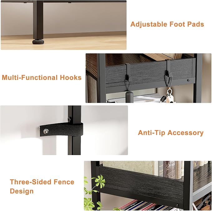 KOUSEI 6-Tier Corner Bookshelf, Reversible L-Shaped Bookcase - Image 7