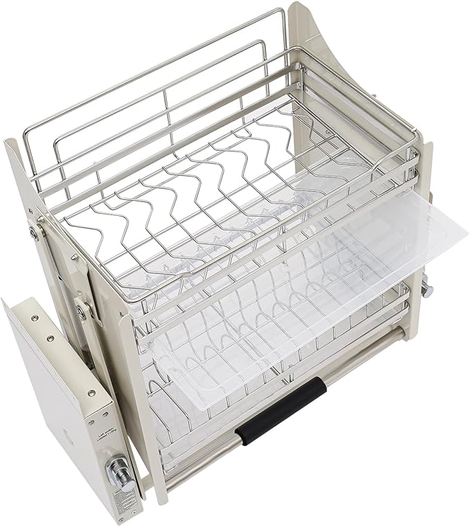 DYRABREST Pull Down Cabinet Organizer, Stainless Steel 2-Tier Pull-Out Kitchen - Image 7