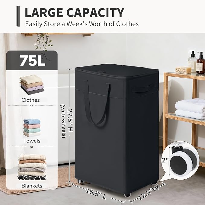 Goodpick 75L Rolling Laundry Hamper - Image 3